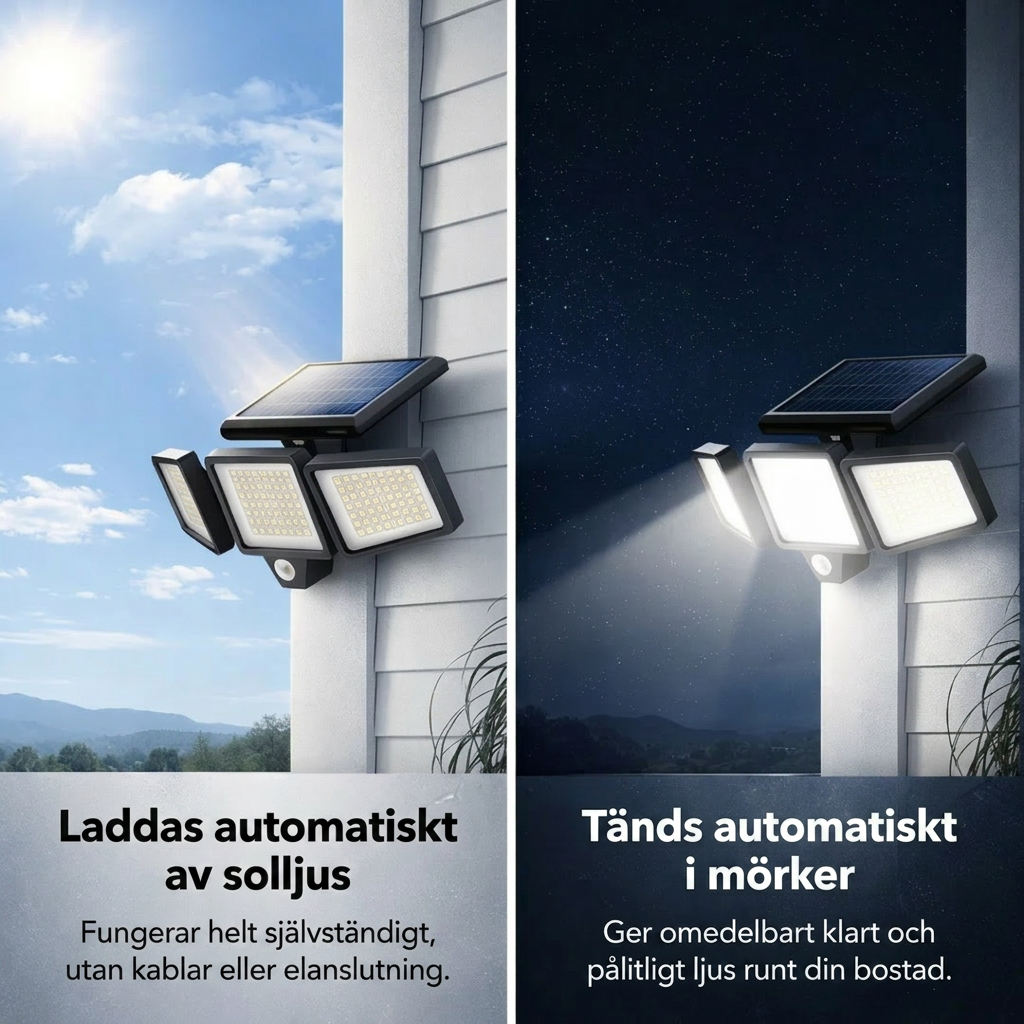 TrygghetsLjus — Tänds vid rörelse, släcks automatiskt