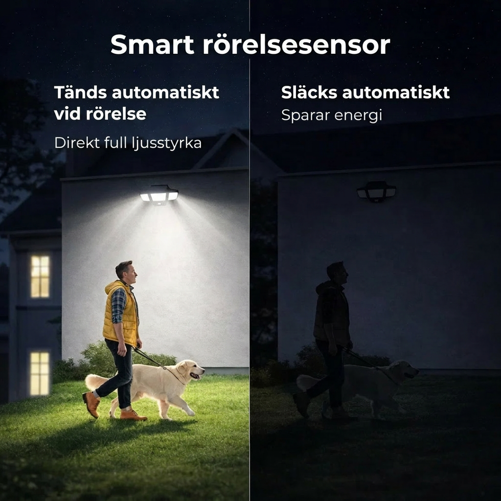TrygghetsLjus — Tänds vid rörelse, släcks automatiskt