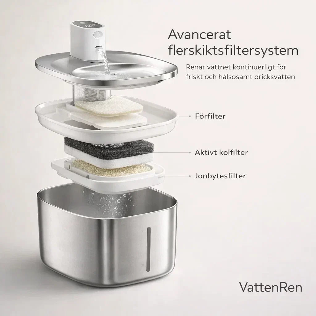 VattenRen – Filtrerat, rinnande vatten för en friskare katt